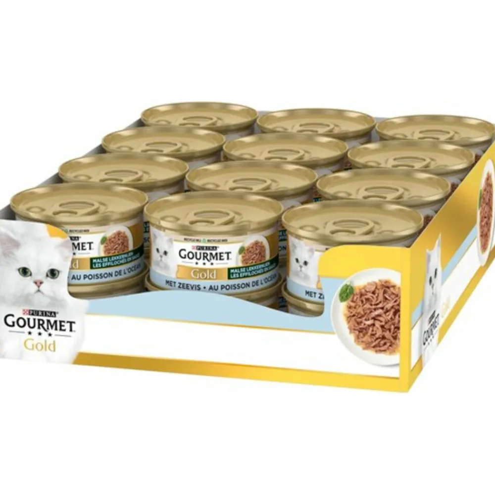 Kattenvoer<Gourmet 24x Gold Blik Malse Lekkernijen Zeevis 85 gr