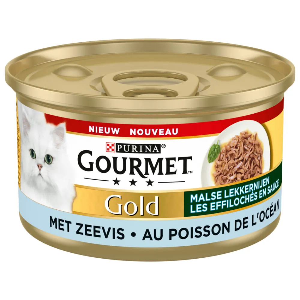 Kattenvoer<Gourmet 24x Gold Blik Malse Lekkernijen Zeevis 85 gr