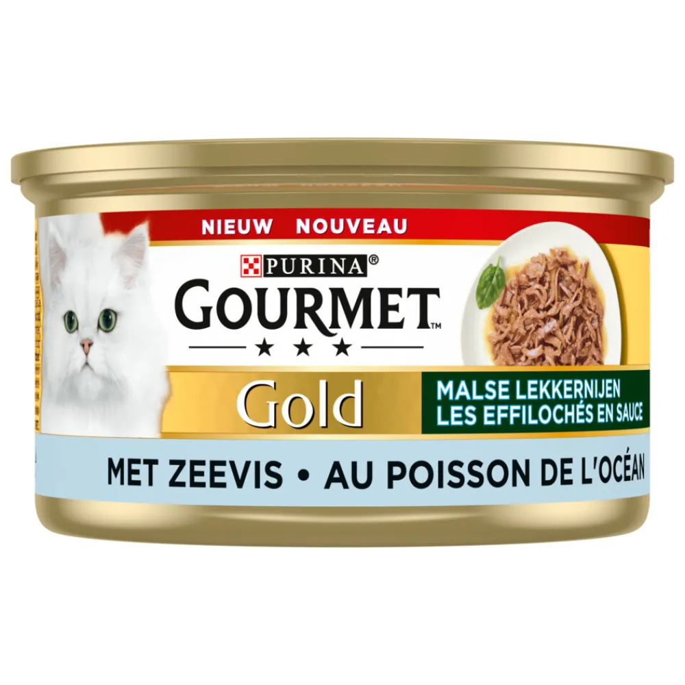 Kattenvoer<Gourmet 24x Gold Blik Malse Lekkernijen Zeevis 85 gr