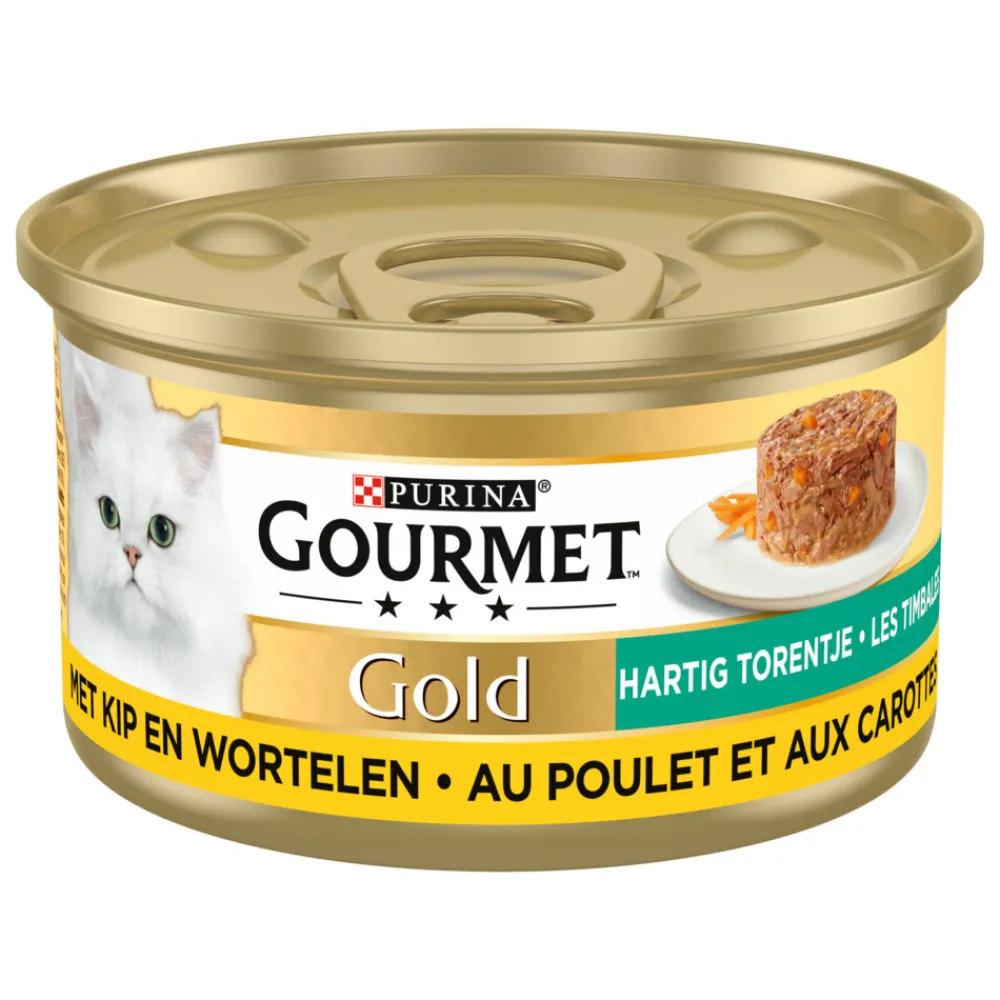 Kattenvoer<Gourmet 24x Gold Hartig Torentje Kip - Wortel 85 gr