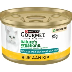 Kattenvoer<Gourmet 24x Nature's Creations Blik Mousse met Saus Kip 85 gr
