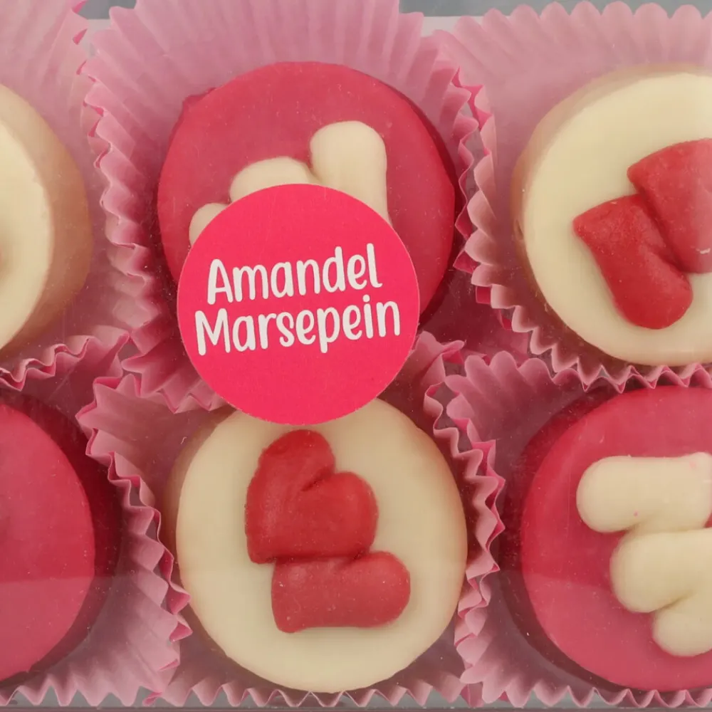 Chocolade<Hamlet 6x Marsepijn Petit Four + Hartje 6 stuks