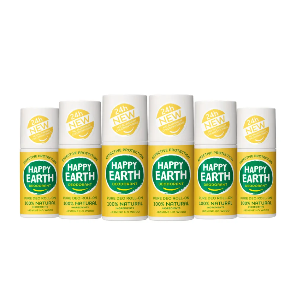 Deodorant<Happy Earth 6x 100% Natuurlijke Deodorant Roller Jasmine Ho Wood 75 ml