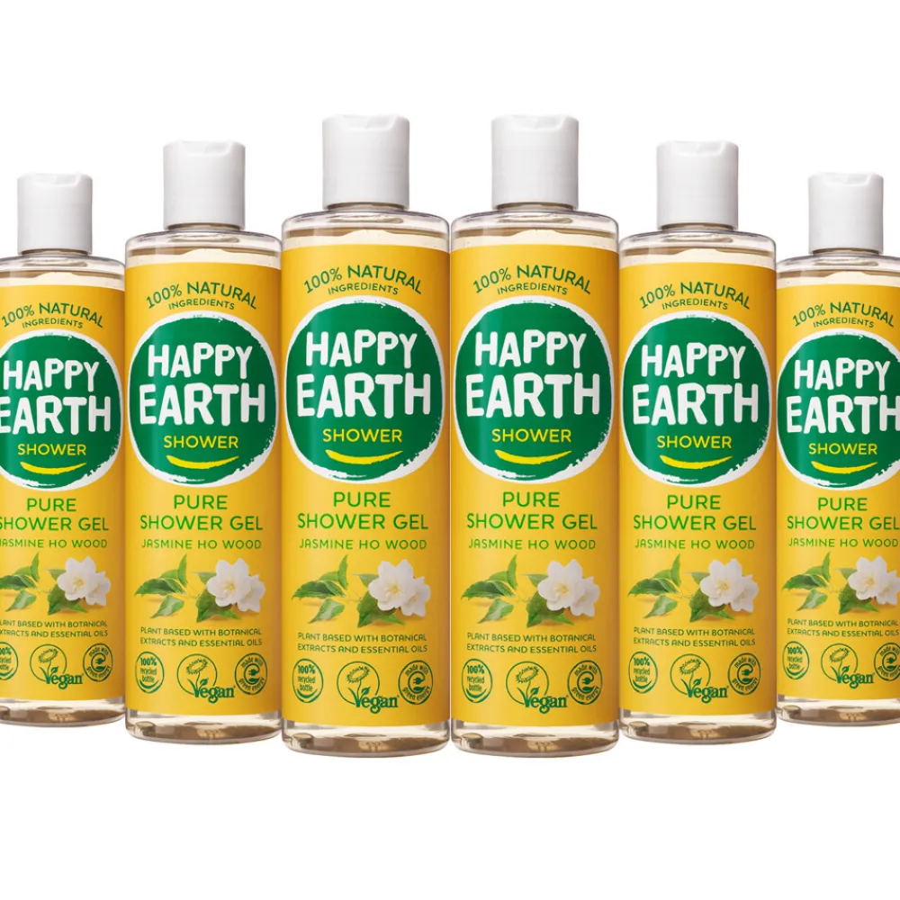 6x 100% Natuurlijke Douchegel Jasmine Ho Wood 300 ml^Happy Earth Outlet