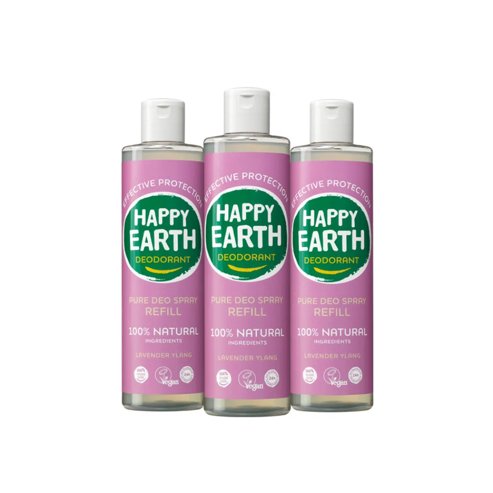 Deodorant<Happy Earth 3x 100% Natuurlijke Deo Spray Navulling Lavender Ylang 300 ml