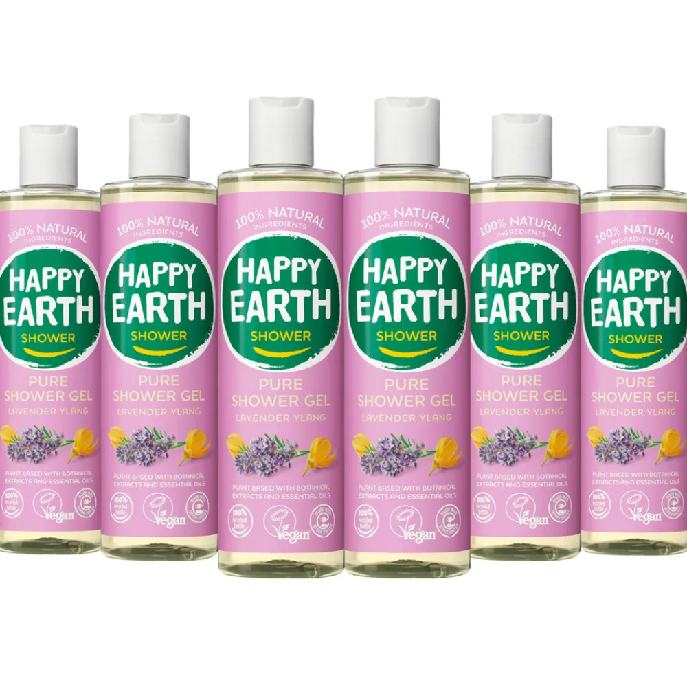 Bad & Douche<Happy Earth 6x 100% Natuurlijke Douchegel Lavender Ylang 300 ml
