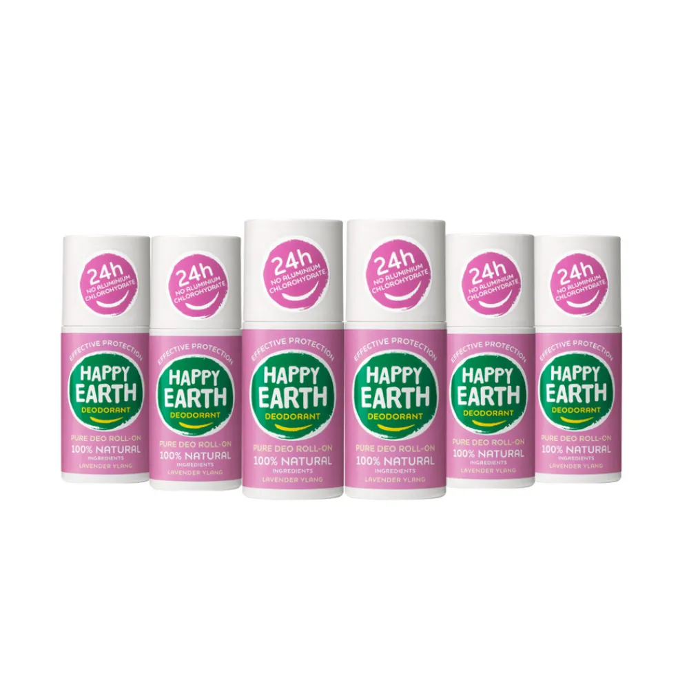 Deodorant<Happy Earth 6x 100% Natuurlijke Deodorant Roller Lavender Ylang 75 ml