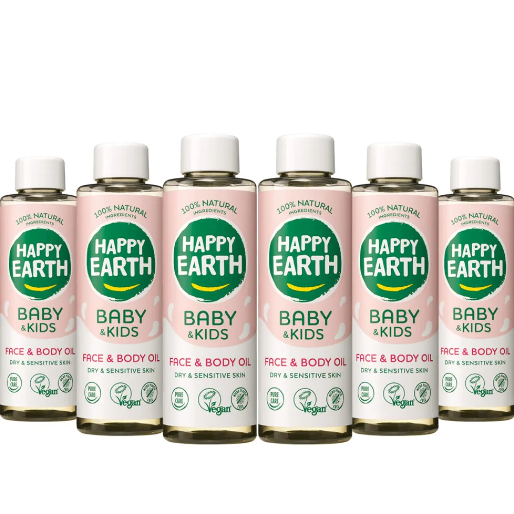 6x Face & Body Oil 100% Natuurlijk Baby & Kids 150 ml^Happy Earth Discount