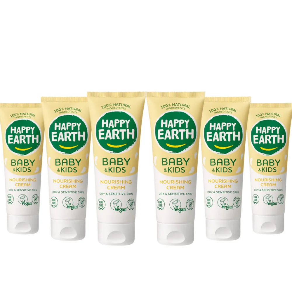 6x Nourishing Cream 100% Natuurlijk Baby & Kids 75 ml^Happy Earth Hot
