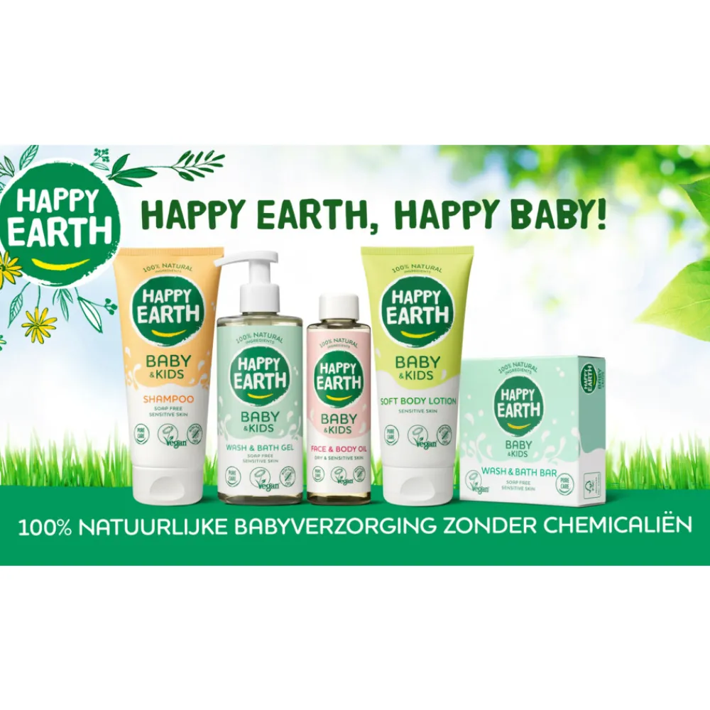 6x Shampoo 100% Natuurlijk Baby & Kids 200 ml^Happy Earth Discount