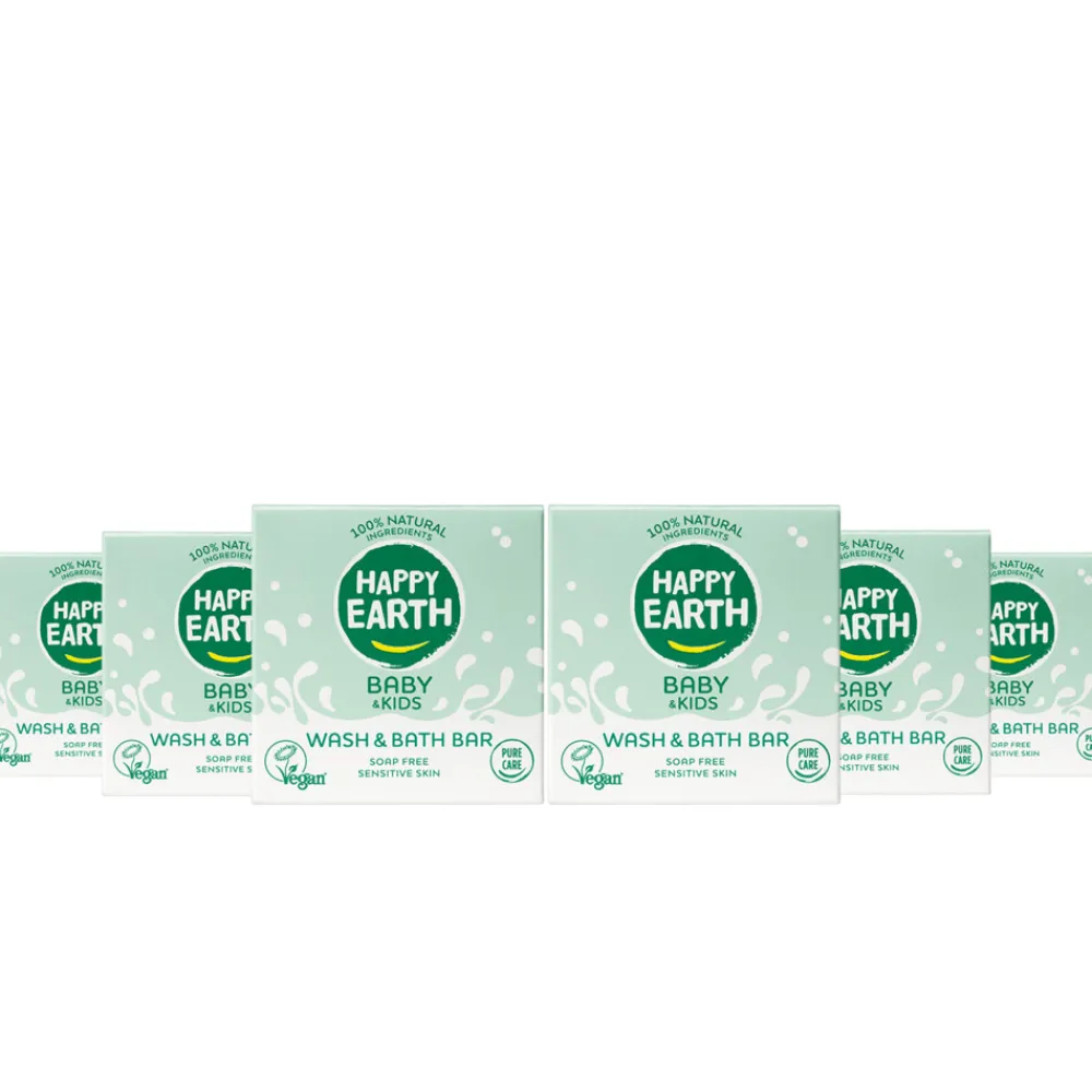 6x Wash & Bath Bar 100% Natuurlijk Baby & Kids 50 gr^Happy Earth Online