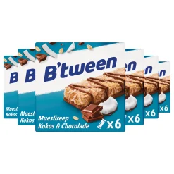 New 6x B'tween Mueslireep Kokos 6x25 gr Snacks & Tussendoortjes