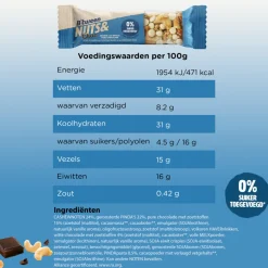 6x B'tween Nuts & Choc Cashew Chocolade Wit Puur 3 x 32 gr Snacks & Tussendoortjes