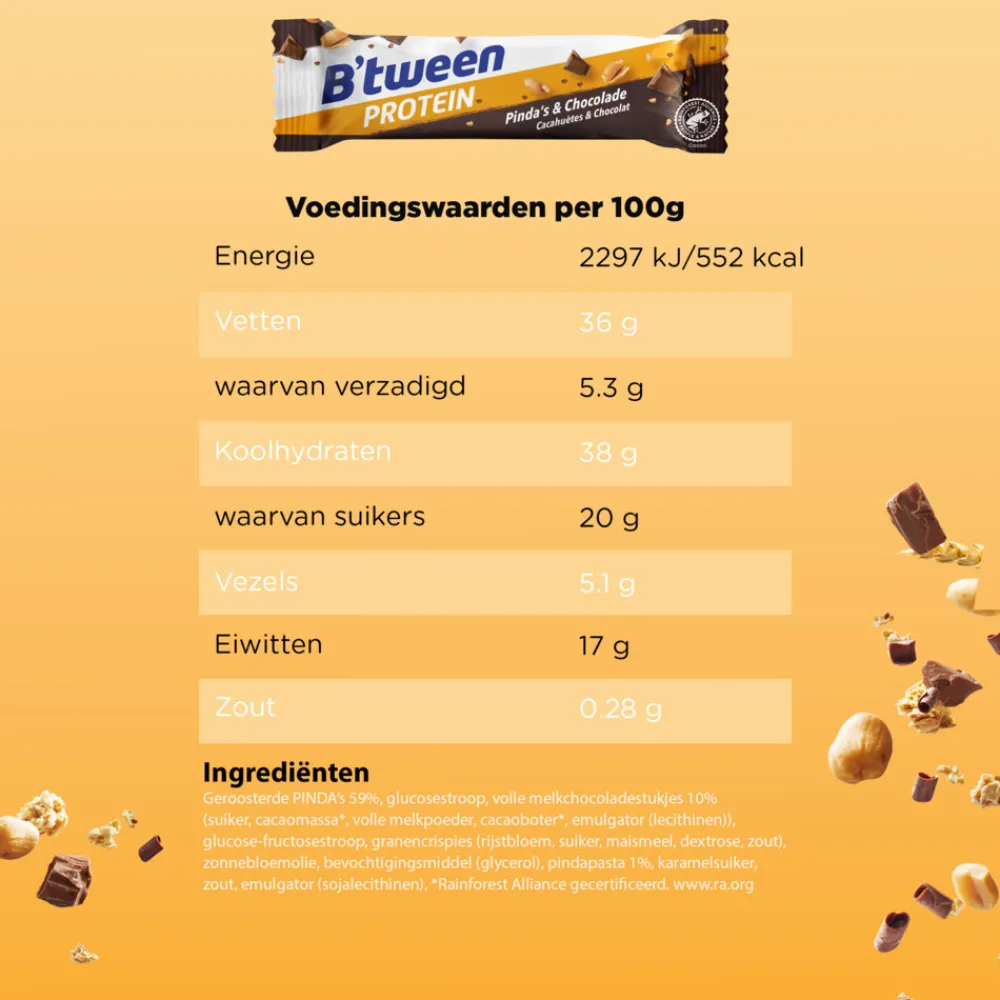 New 3x B'tween Protein Pinda & Chocolade 4x24gr Snacks & Tussendoortjes