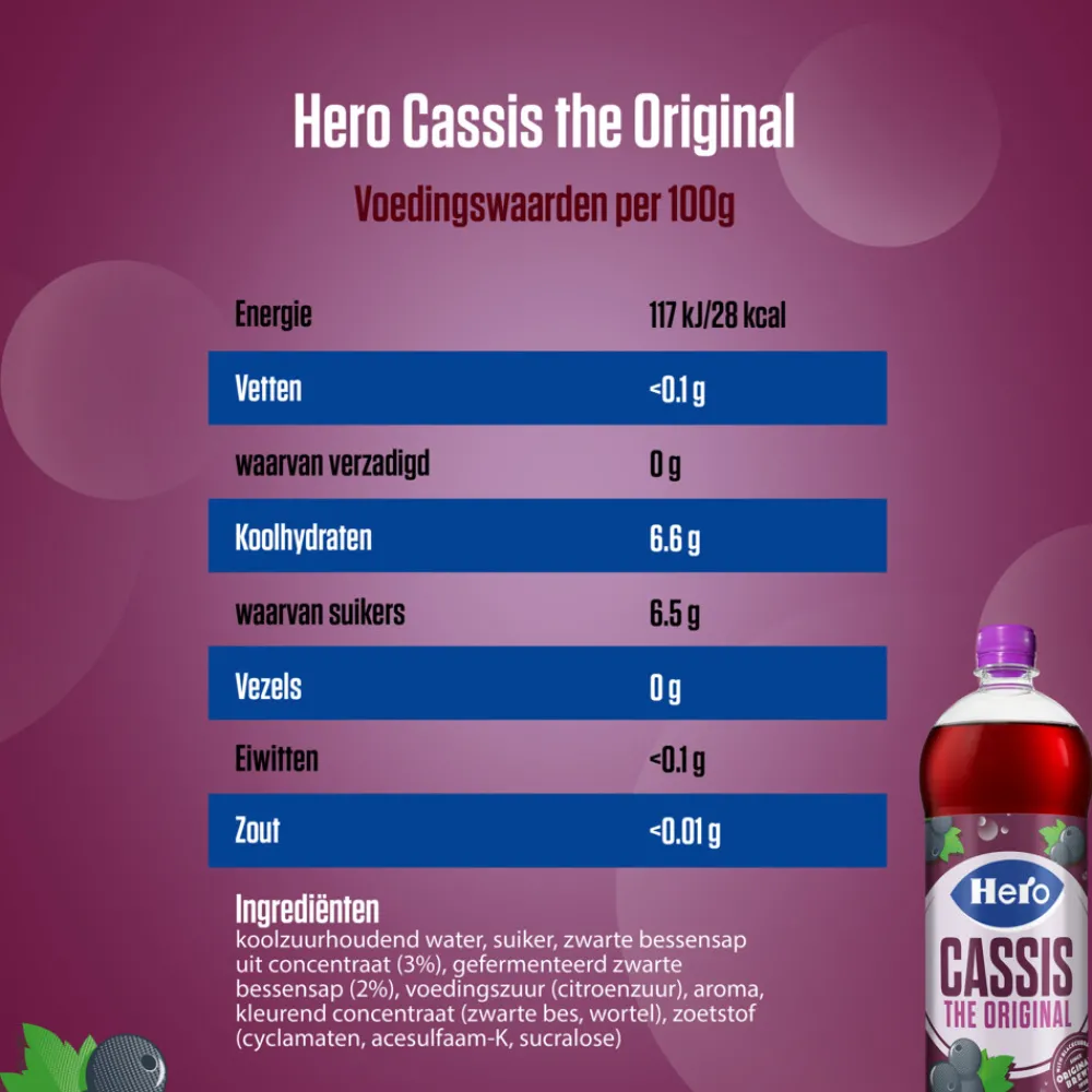 Dranken<Hero 6x Cassis The Original 1,25 liter