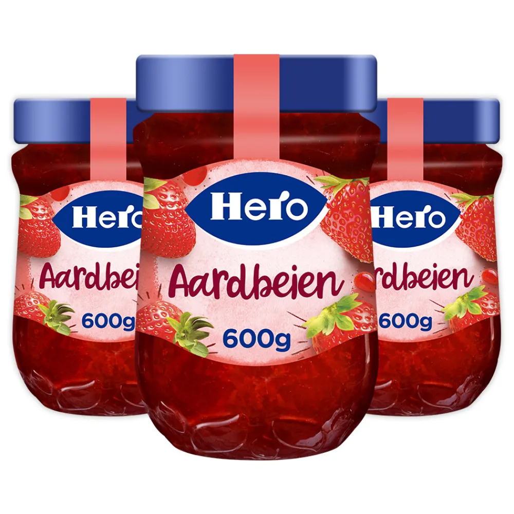 Beleg<Hero 3x Jam Aardbeien 600 gr