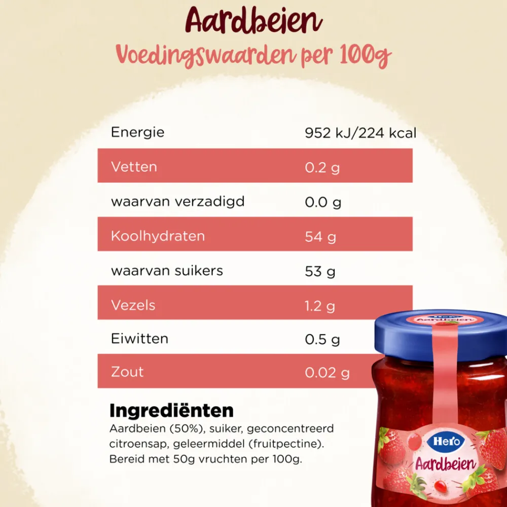 Beleg<Hero 3x Jam Aardbeien 600 gr