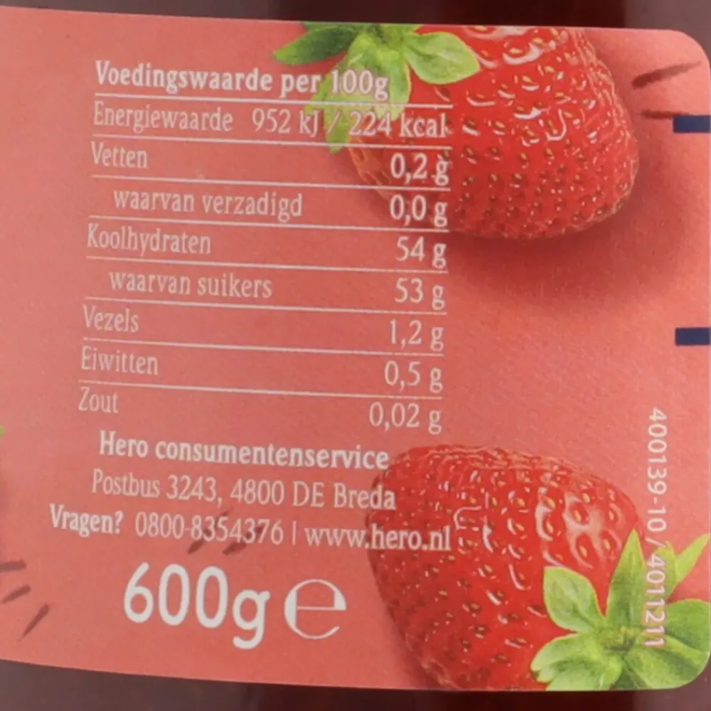 Beleg<Hero 3x Jam Aardbeien 600 gr