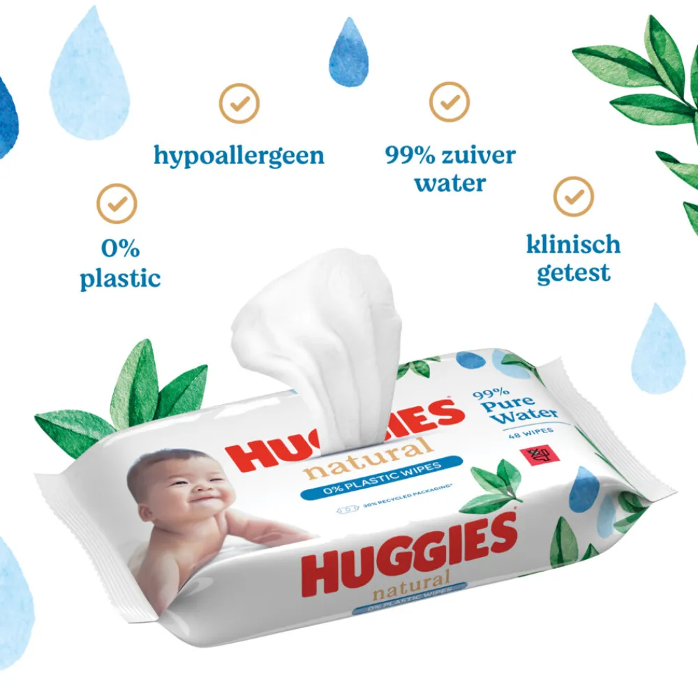 Babydoekjes<Huggies 12x Billendoekjes Natural 0% plastic 12x48=576 stuks