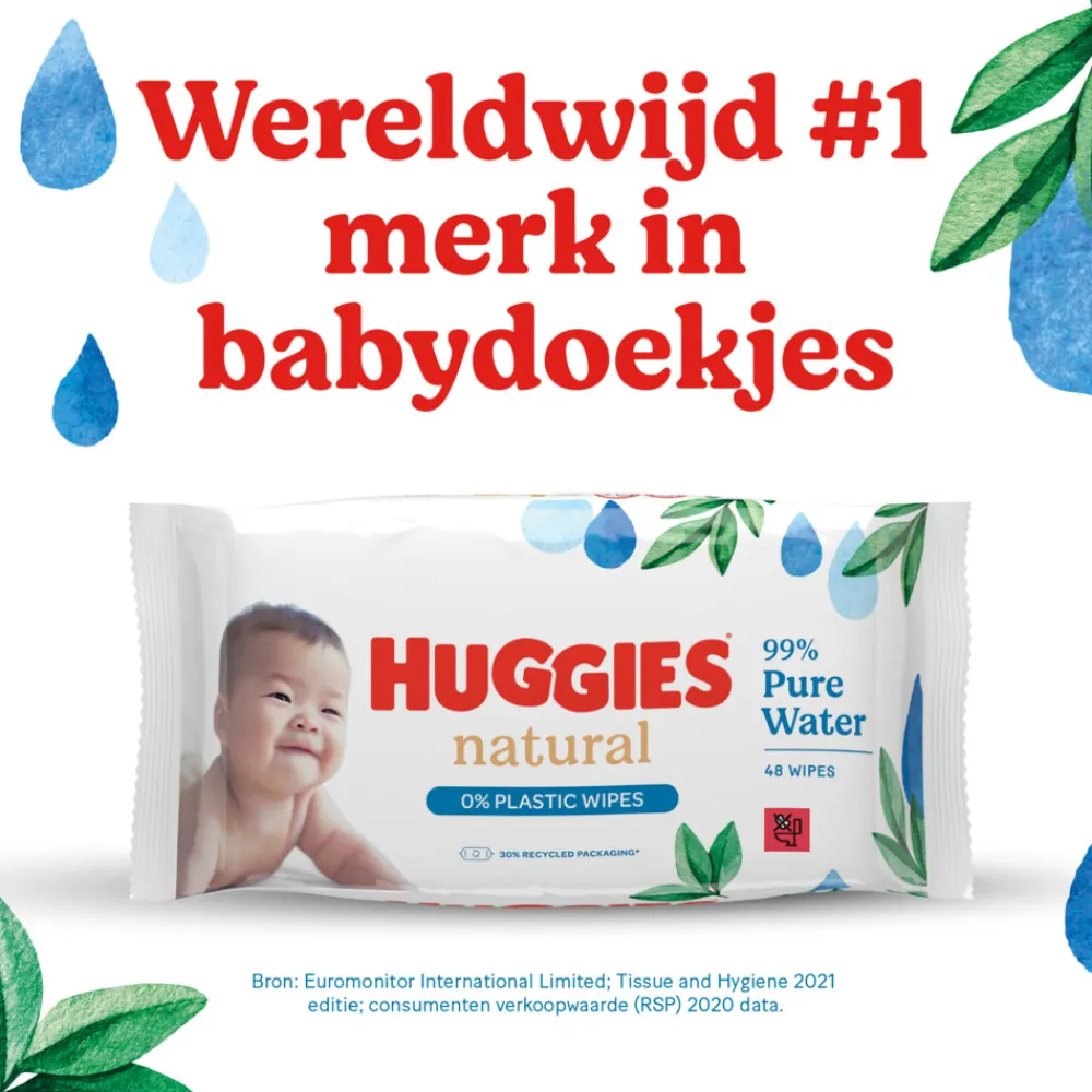 Babydoekjes<Huggies 12x Billendoekjes Natural 0% plastic 12x48=576 stuks