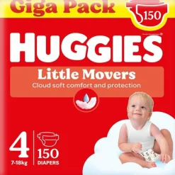 3x Little Movers Luiers Maat 4 (7 - 18 kg) 50 stuks^Huggies Hot