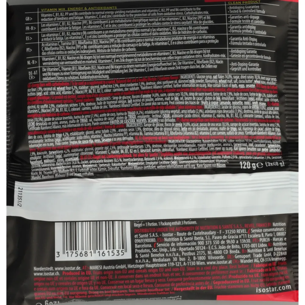 6x High Energy Sportreep Cranberry 3 x 40 gr Sportvoeding & Drank|Snacks & Tussendoortjes