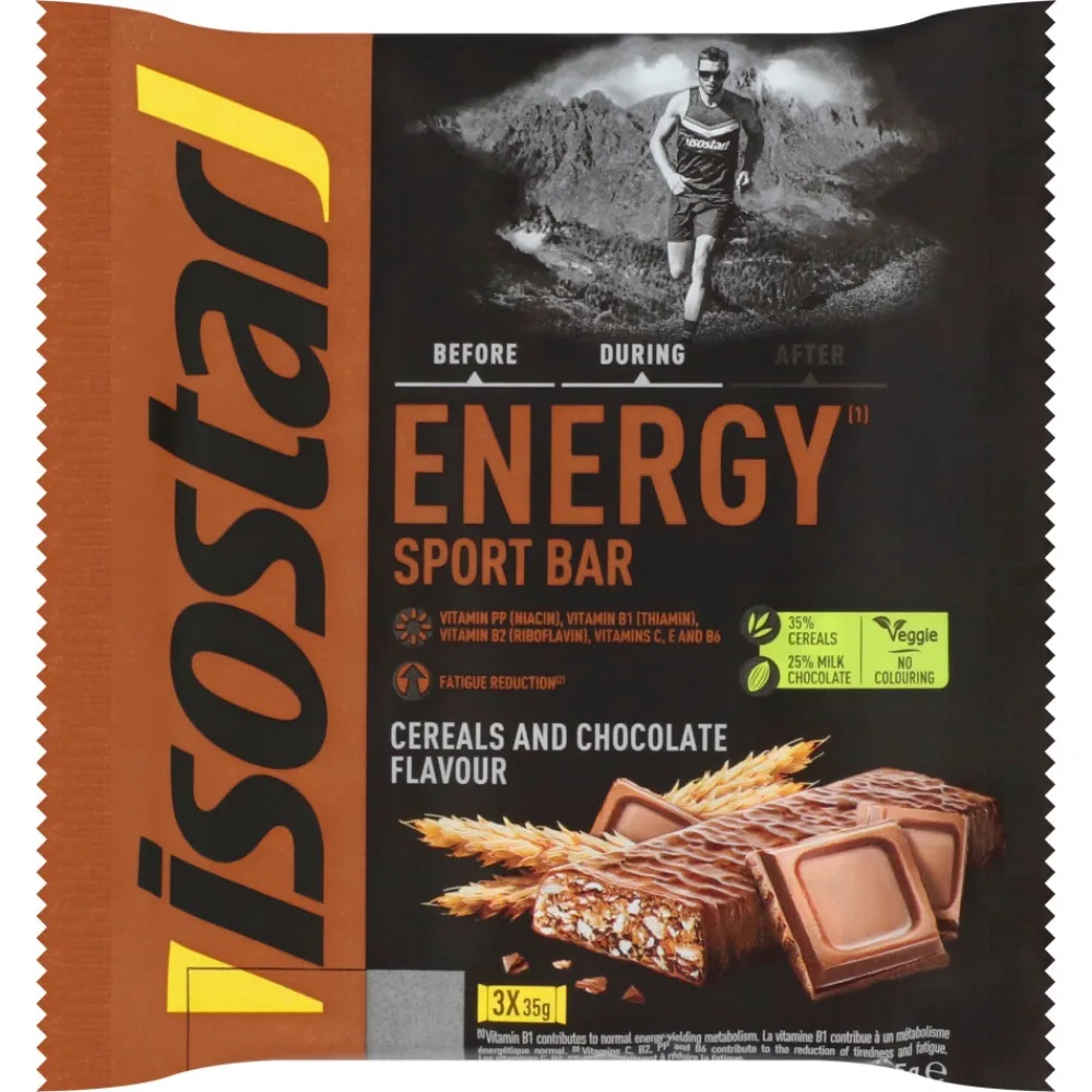 Sportvoeding & Drank|Snacks & Tussendoortjes<Isostar 3x High Energy Sportreep Chocolade 3 x 40 gr