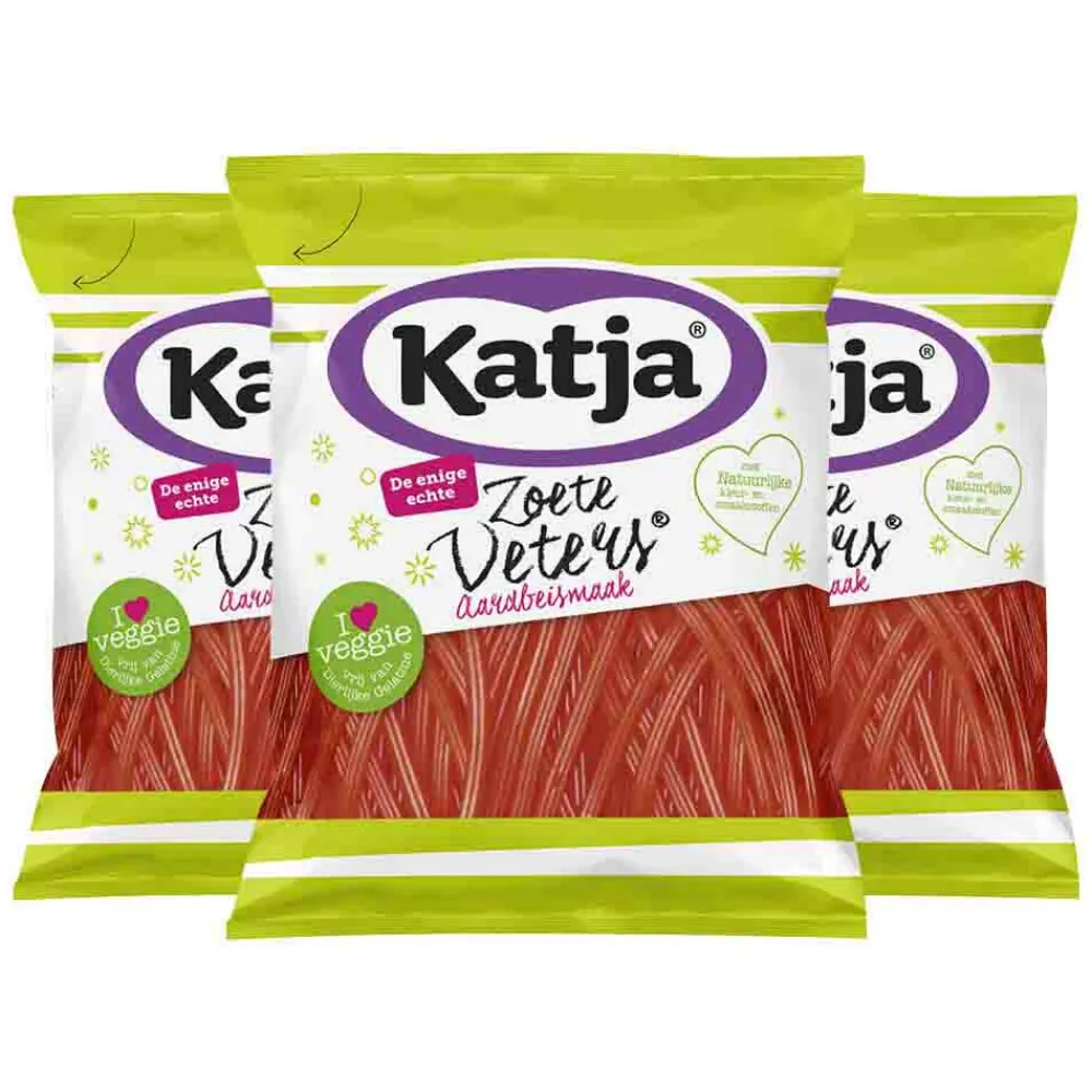 3x Zoete Veters Aardbei 125 gr^Katja Outlet