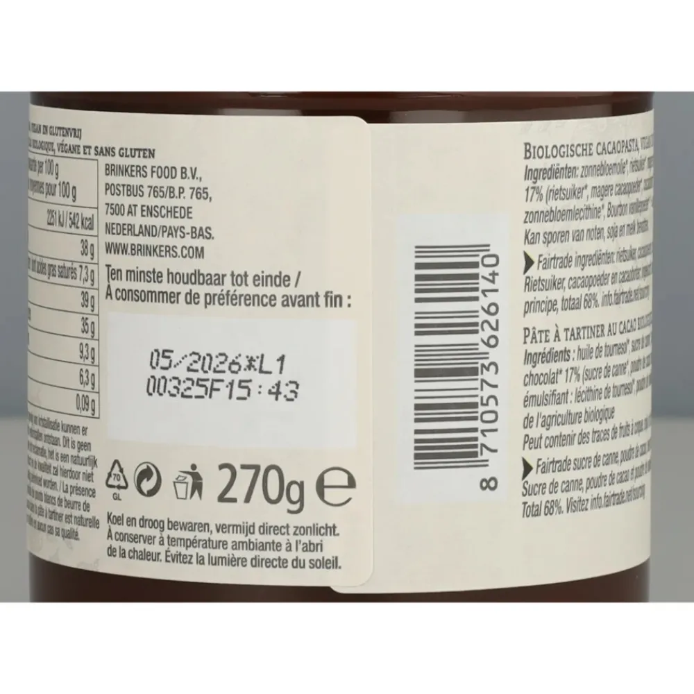 Online 3x Pure Chocopasta Bio 270 gr Beleg