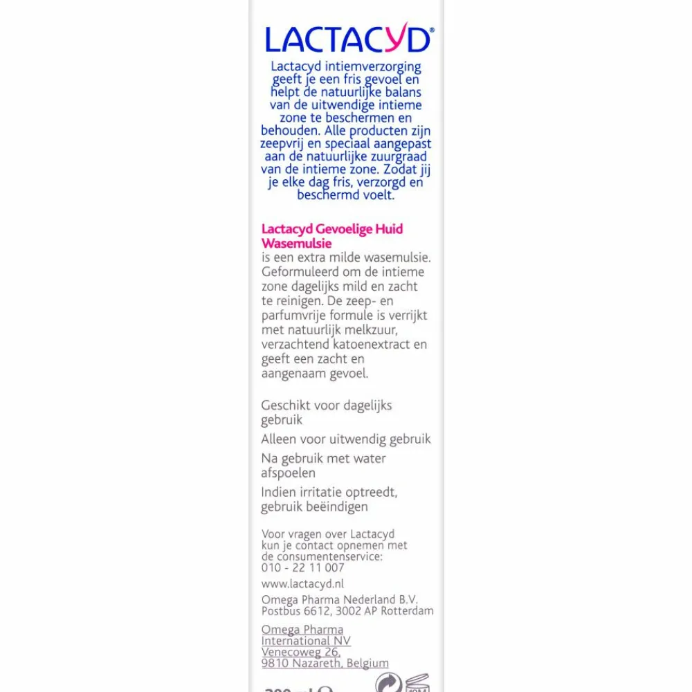Intiemhygiëne<Lactacyd 4x Wasemulsie Gevoelige Huid 200 ml