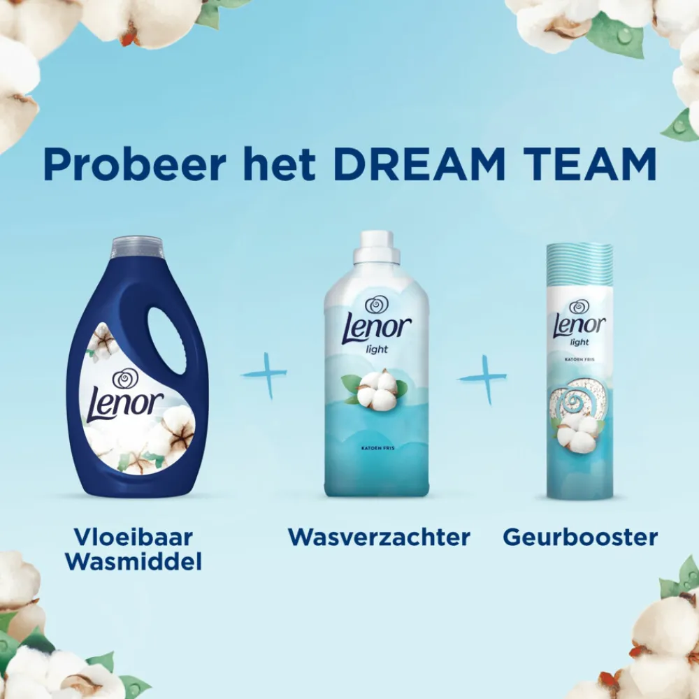 4x Vloeibaar Wasmiddel Katoen Fris 20 Wasbeurten 900 ml^Lenor Sale
