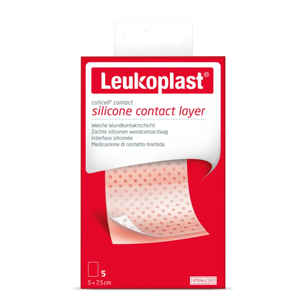 Verbandmiddelen<Leukoplast 3x Cuticell® Contact Siliconen Wondcontactlaag 5 cm x 7,5 cm 5 stuks