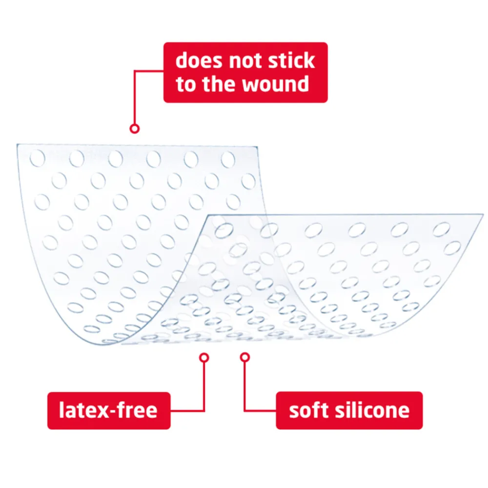 Verbandmiddelen<Leukoplast 3x Cuticell® Contact Siliconen Wondcontactlaag 5 cm x 7,5 cm 5 stuks