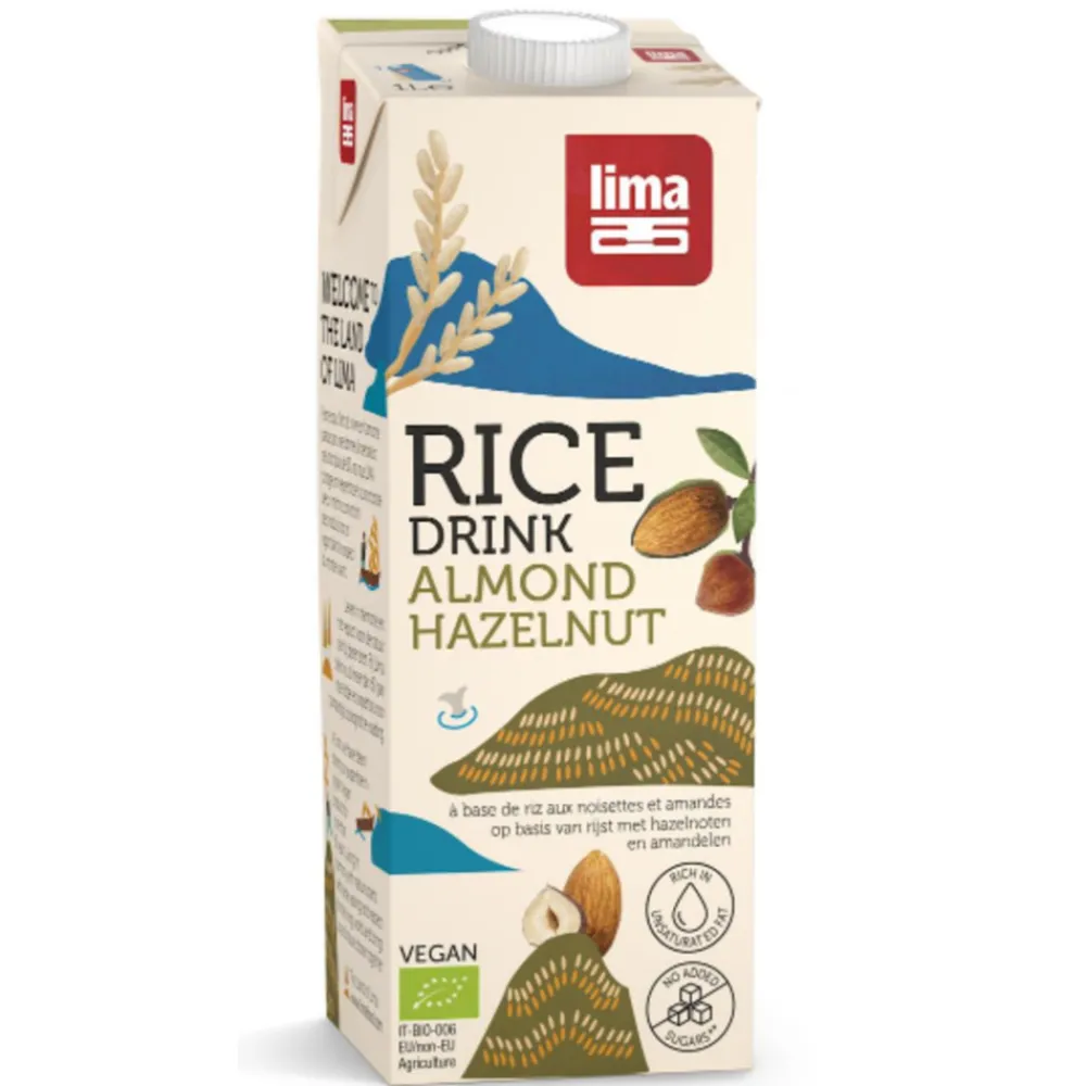 Dranken<Lima 6x Rijstdrink Hazelnoot Amandel 1 liter