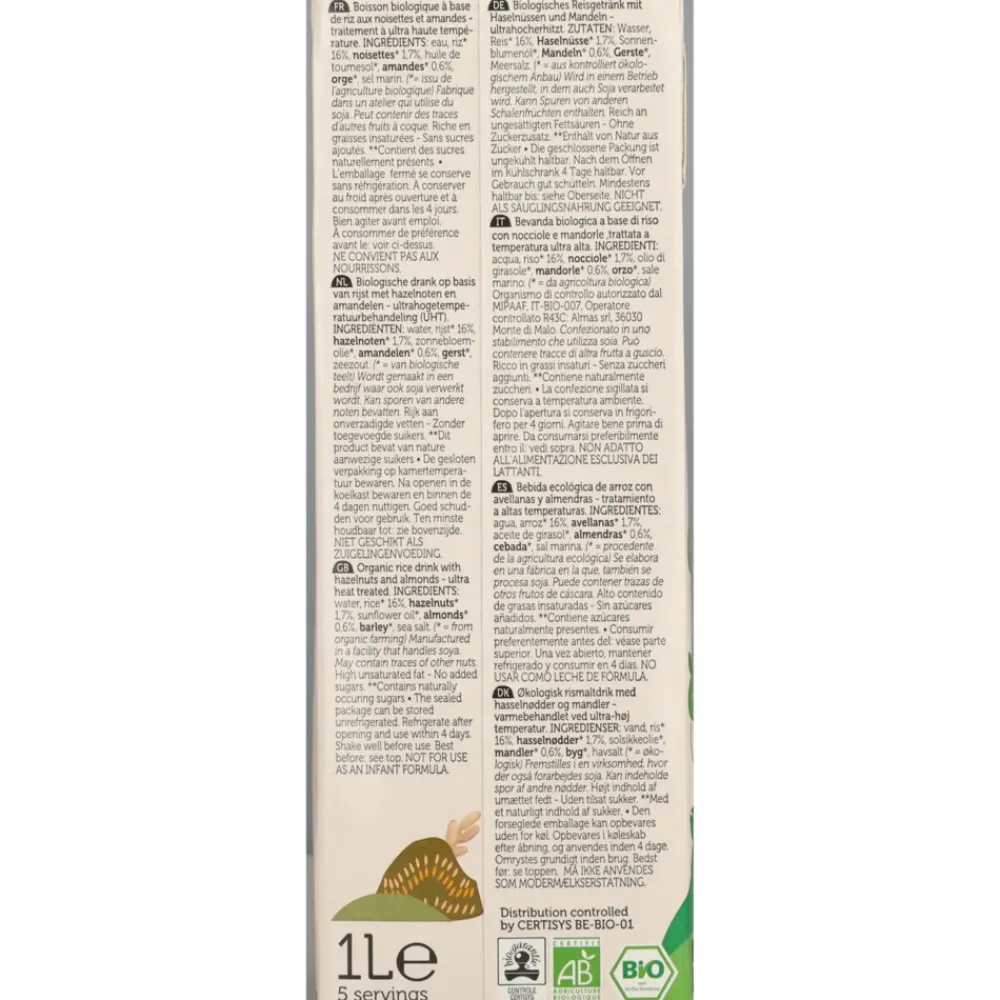 Dranken<Lima 6x Rijstdrink Hazelnoot Amandel 1 liter