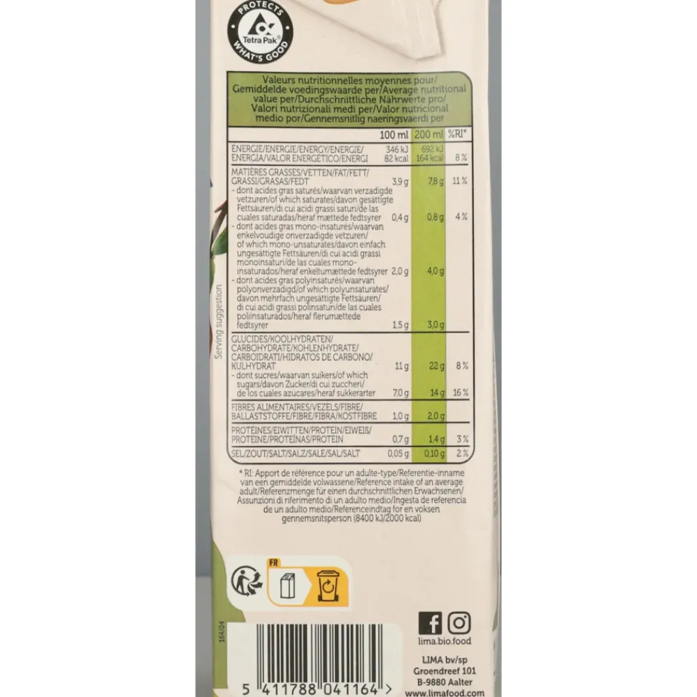 Dranken<Lima 6x Rijstdrink Hazelnoot Amandel 1 liter