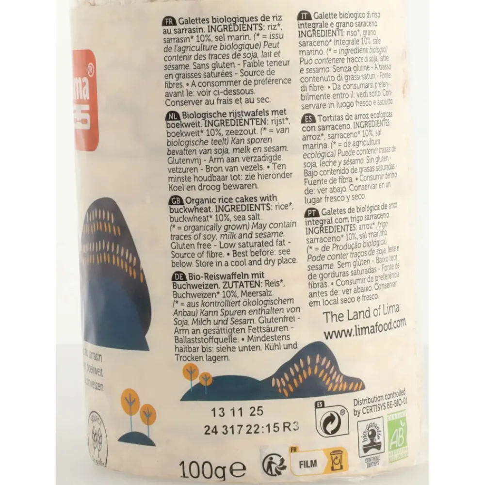 Brood & Crackers<Lima 12x Rijstwafels Boekweit 100 gr