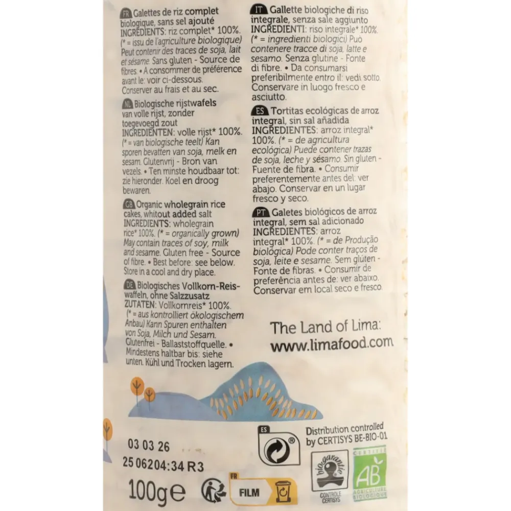 12x Rijstwafels Zoutarm Bio 100 gr^Lima Discount