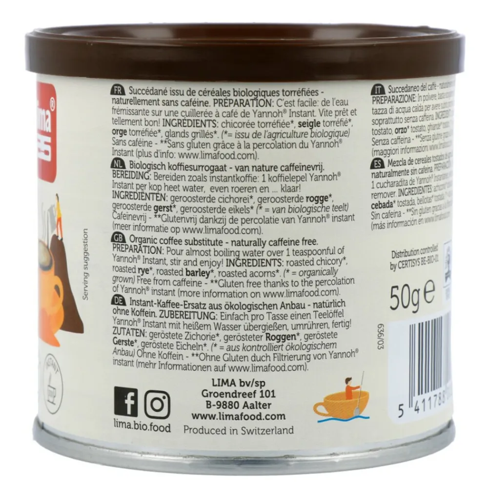 Clearance 12x Yannoh Original 0% Cafeïne Instant 50 gr Koffie