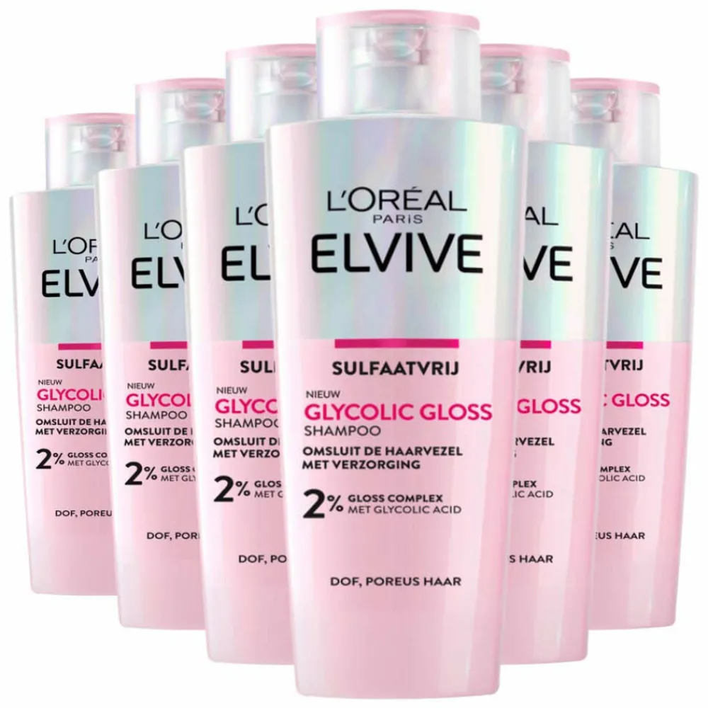 6x L'Oréal Elvive Glycolic Gloss Shampoo 200 ml^LOréal Hot