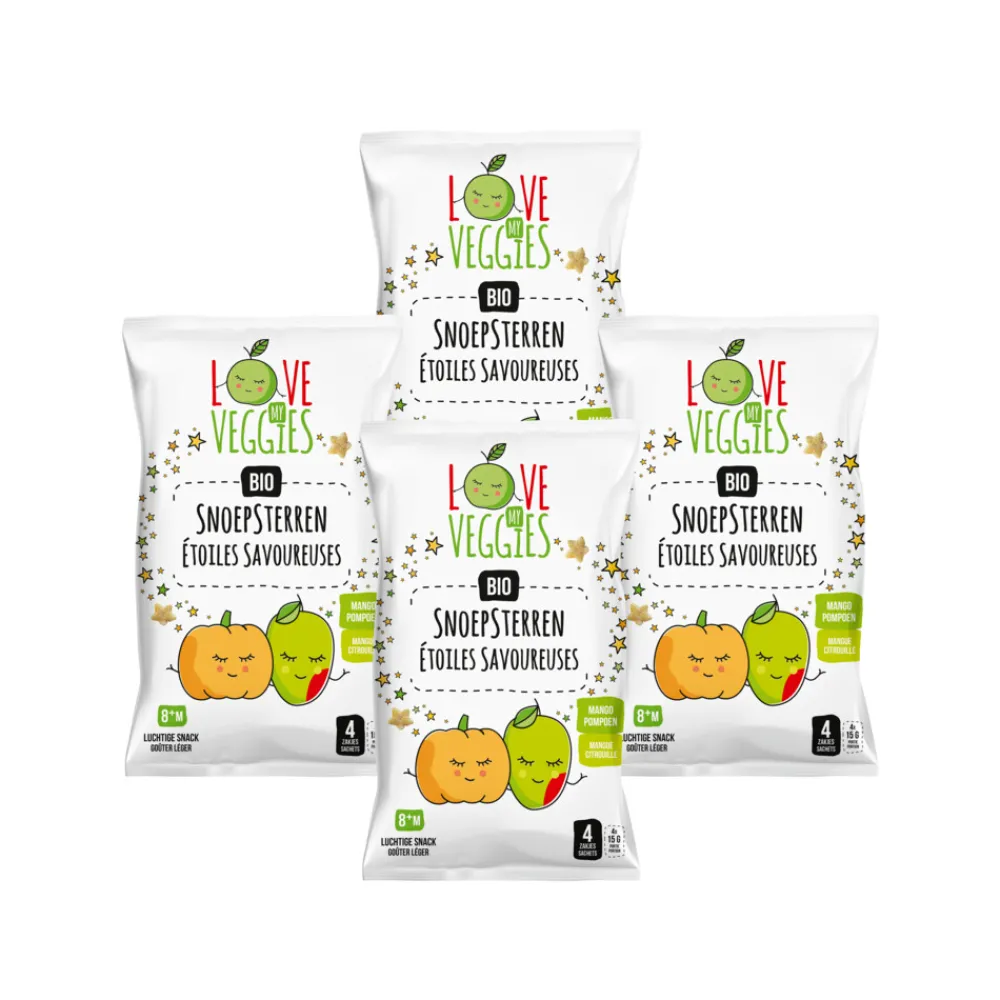 Outlet 4x Multipack Snoepsterren Mango Pompoen 4x15 gr Baby & Peutervoeding