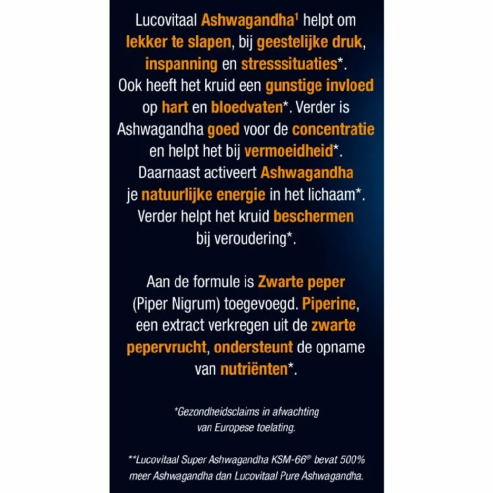 Rustgevend & Slapen<Lucovitaal 2x Ashwagandha KSM-66 Super 30 capsules