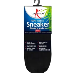 Steunkousen|Zelfzorg<Lucovitaal 3x Bamboe Sneakersok Zwart maat 39-42 1 paar