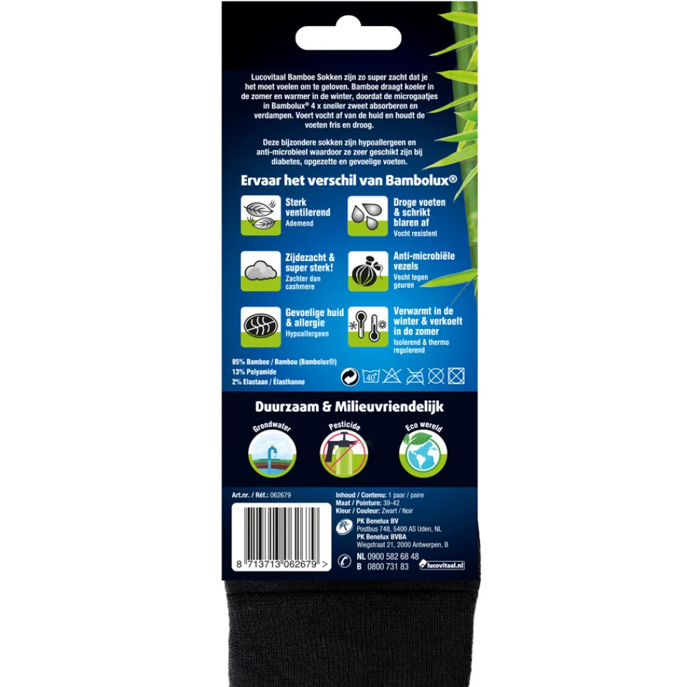 Clearance 4x Bamboe Sok Lang Zwart Maat 39-42 1 paar Steunkousen|Zelfzorg