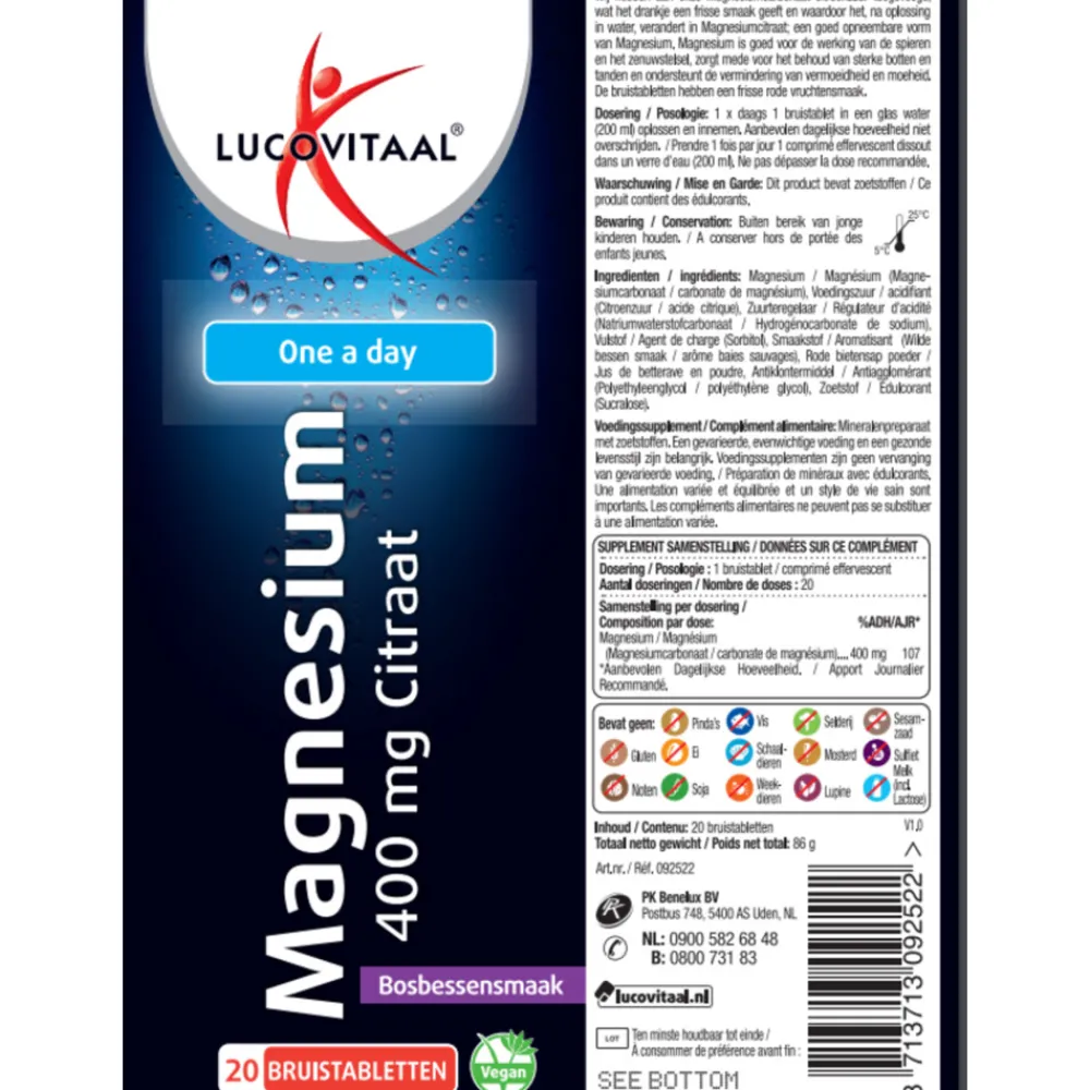 2x Magnesium Citraat Bruistabletten 20 tabletten^Lucovitaal Discount