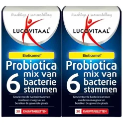 2x Probiotica Mix van 6 Bacteriënstammen 30 kauwtabletten^Lucovitaal Outlet