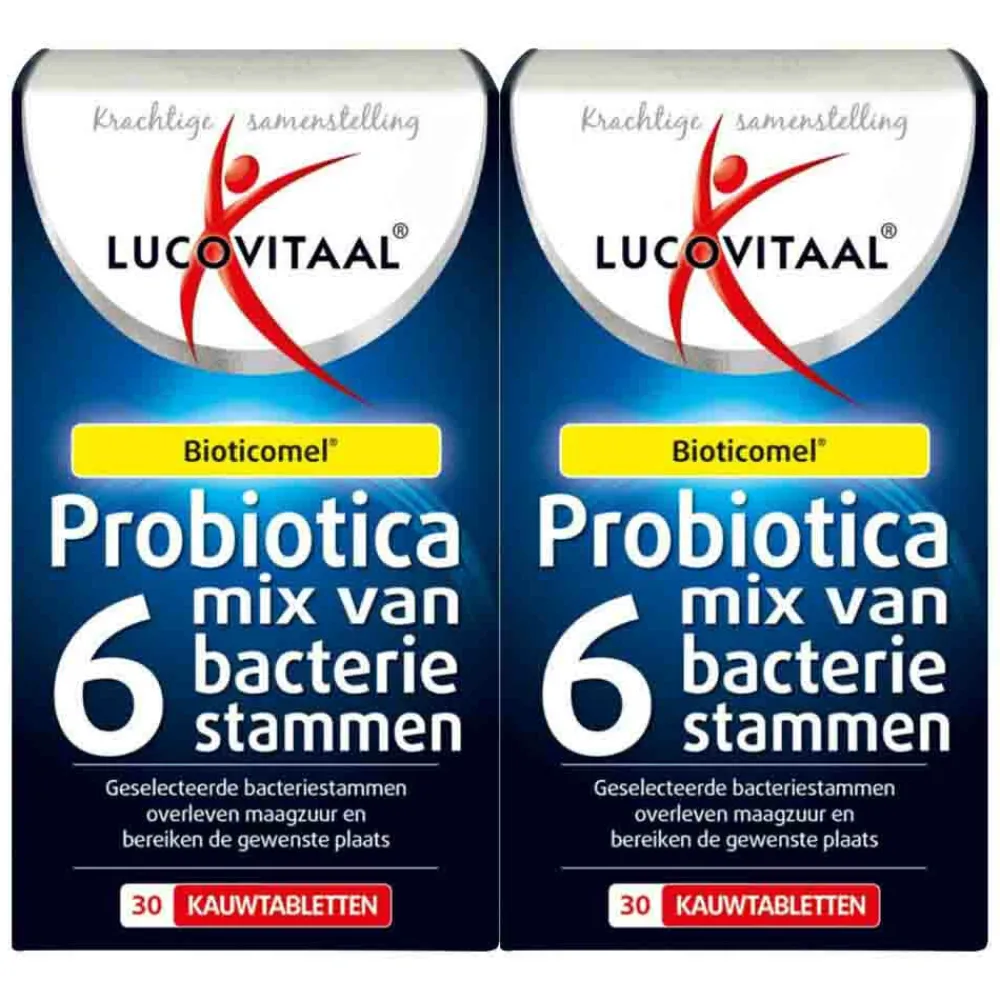 2x Probiotica Mix van 6 Bacteriënstammen 30 kauwtabletten^Lucovitaal Outlet