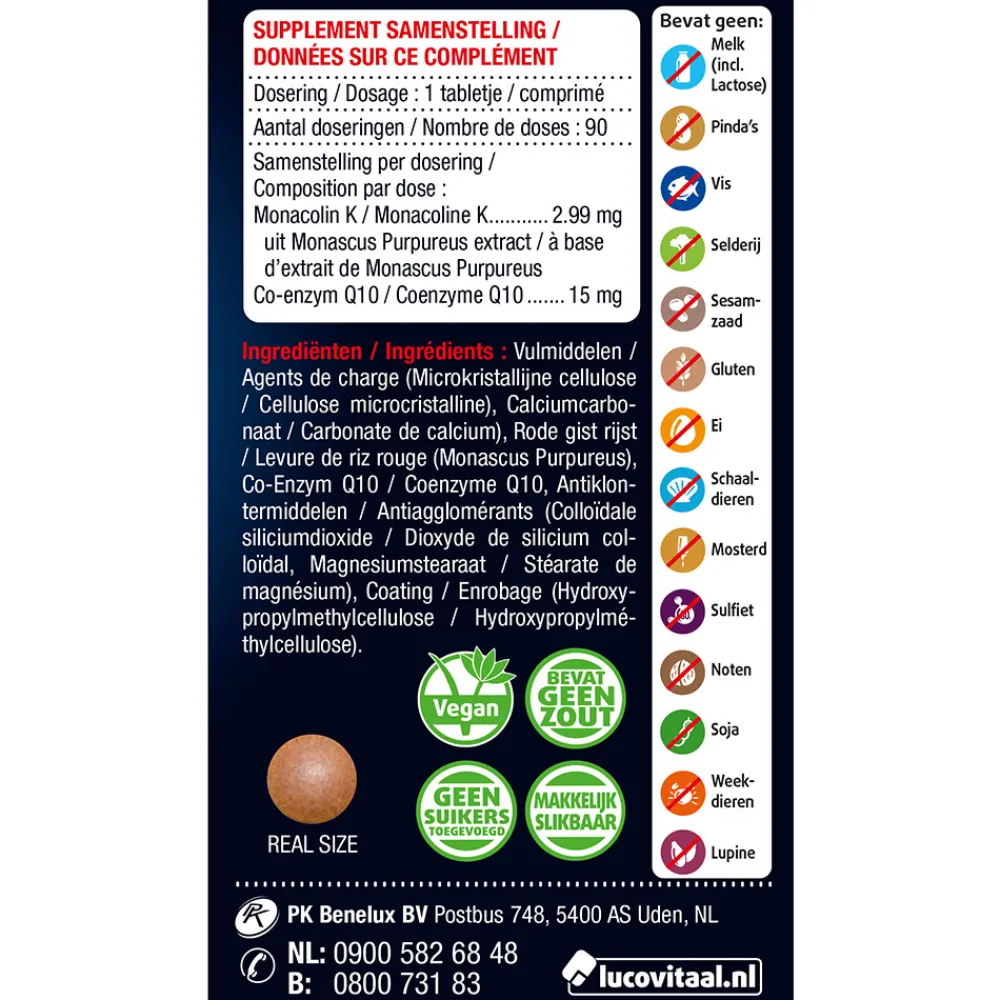 2x Rode Gist Rijst & Q10 90 tabletten Hart, Bloed & Cholesterol