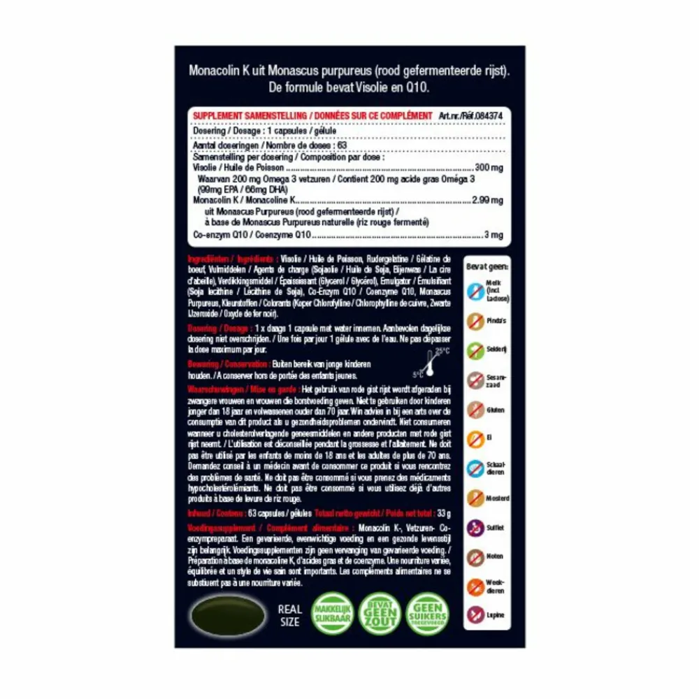 Hart, Bloed & Cholesterol<Lucovitaal 2x Rode Gist Rijst met Visolie en Q10 63 capsules