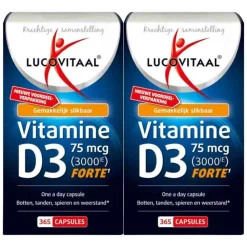 2x Vitamine D3 D3 75mcg (3000IE) Forte 365 capsules^Lucovitaal Hot
